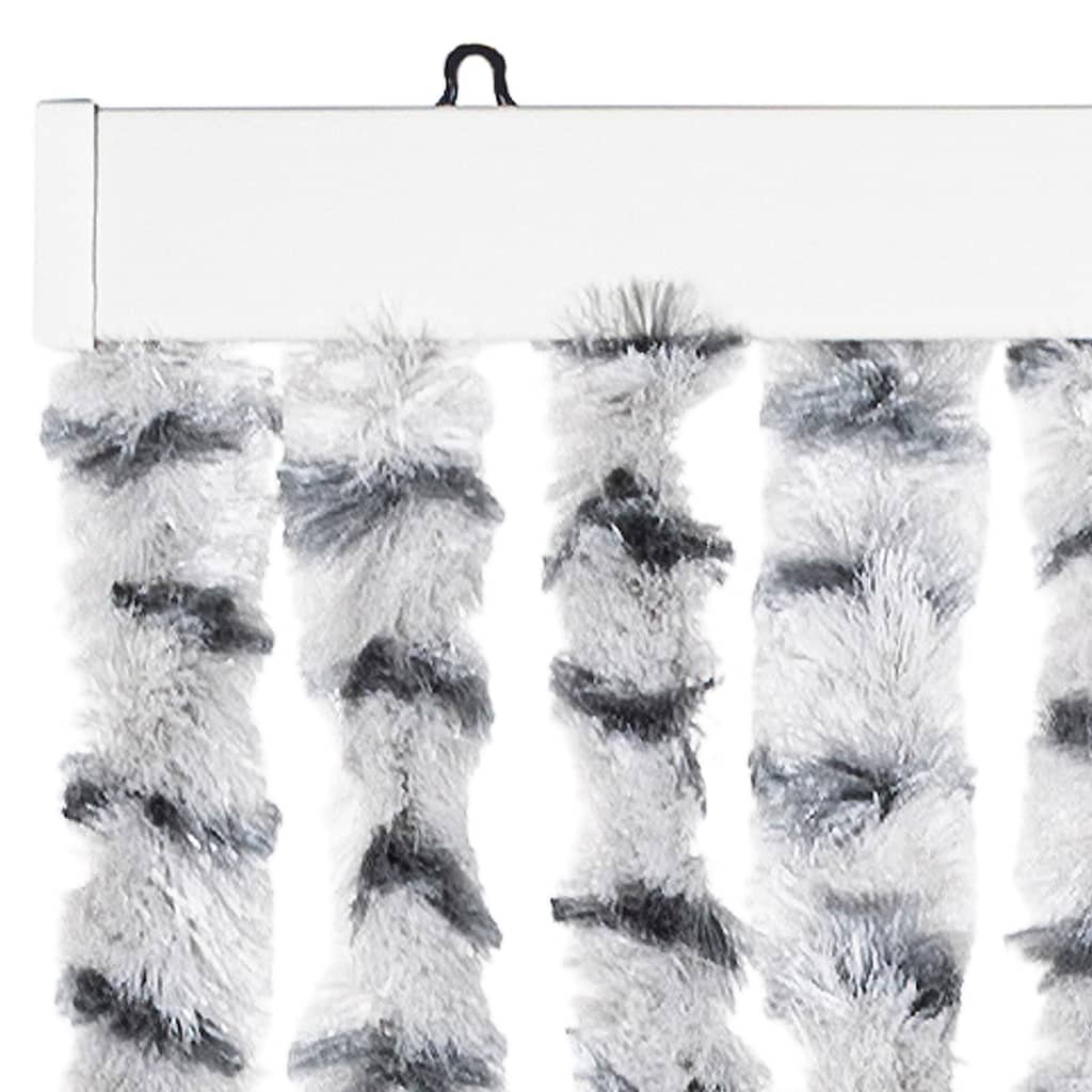 Cortina anti-insetos 118x220cm chenille cinzento claro e escuro