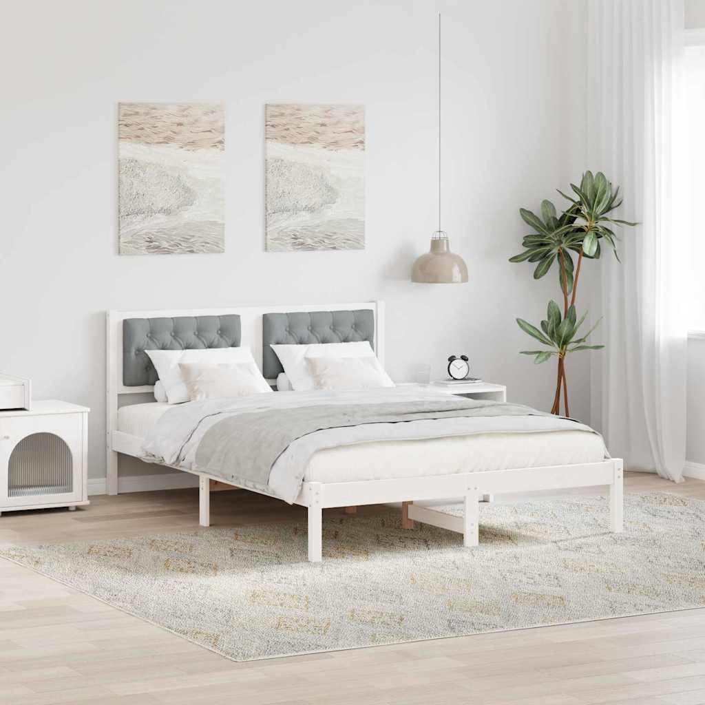 Estrutura da cama com cabeceira cinzento-claro 140 x 190 cm
