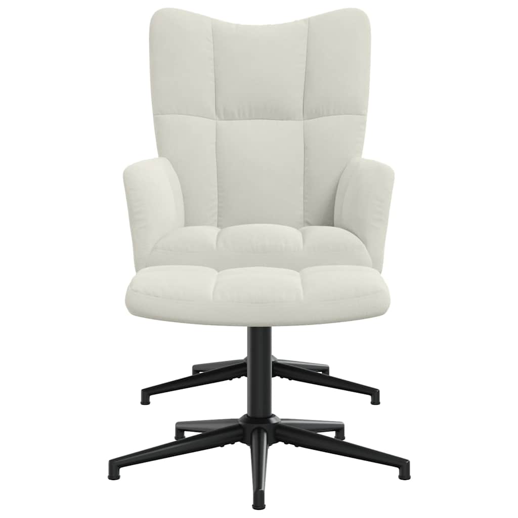 Cadeira de descanso com banco veludo branco nata