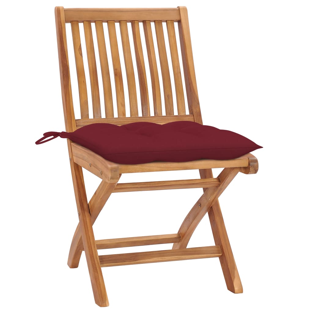 Cadeiras de jardim dobráveis c/ almofadões 4 pcs teca maciça