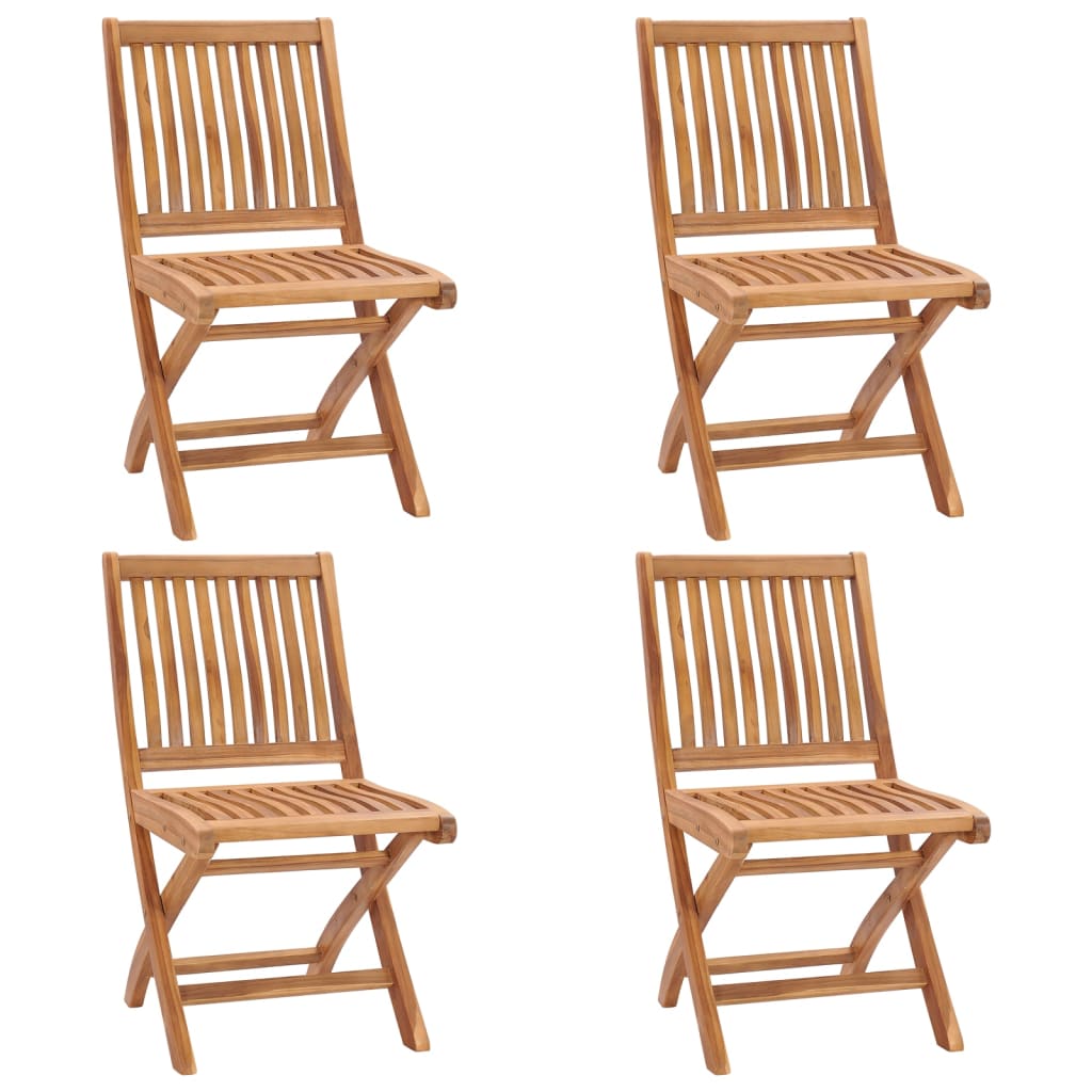 Cadeiras de jardim dobráveis c/ almofadões 4 pcs teca maciça