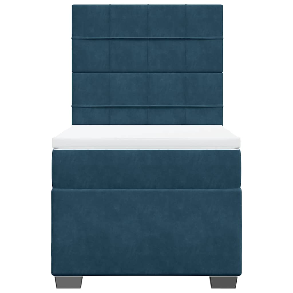 Cama boxspring com colchão 90x190 cm veludo azul
