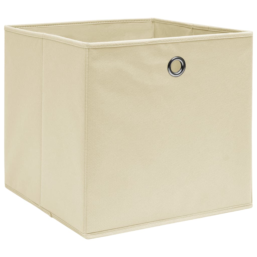 Caixas arrumação 10 pcs 28x28x28 cm tecido-não-tecido creme