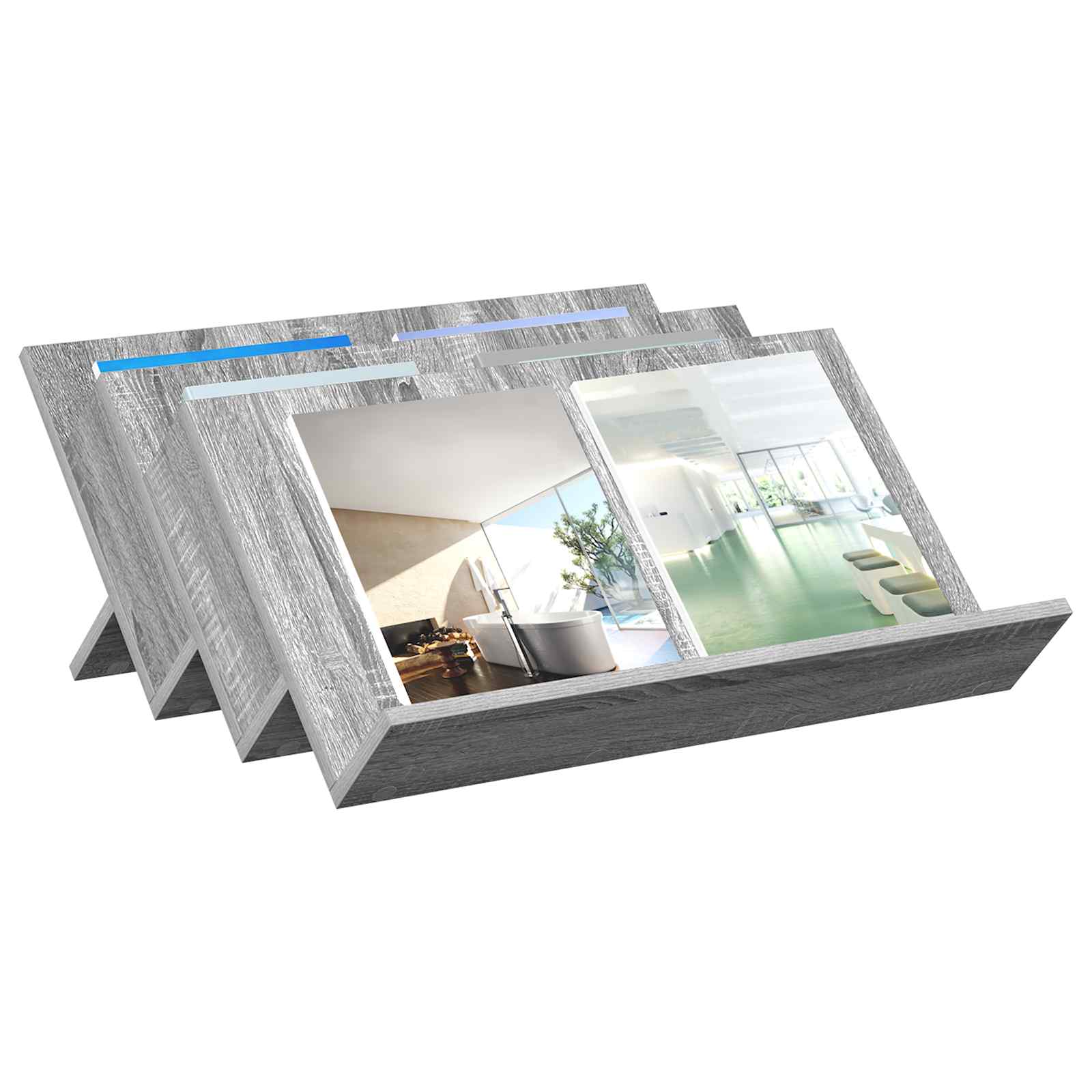 Estante de revistas cinza sonoma 65 x 53 x 28,5 cm