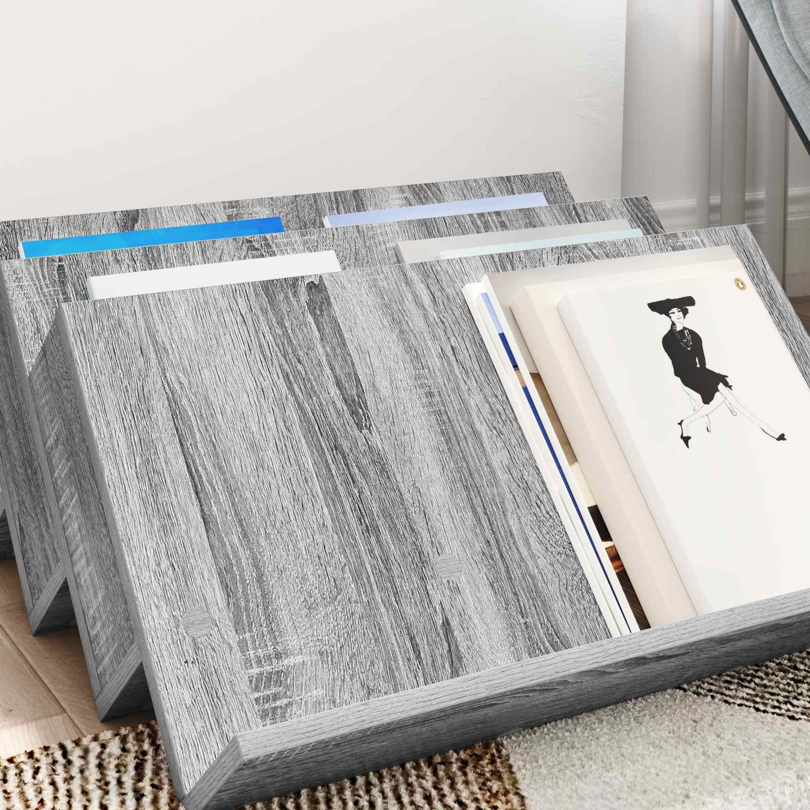 Estante de revistas cinza sonoma 65 x 53 x 28,5 cm