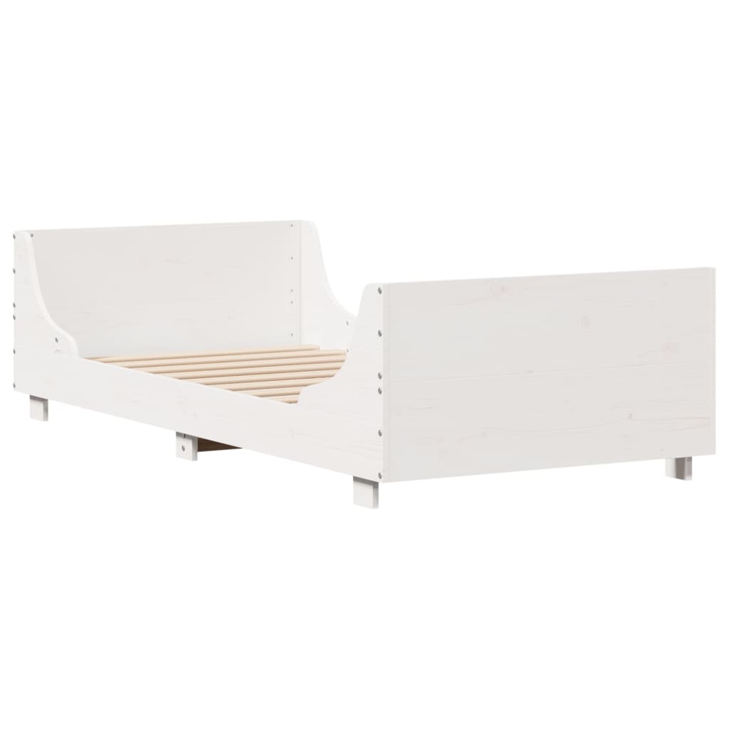 Cama sem colchão 100x200 cm madeira de pinho maciça branco