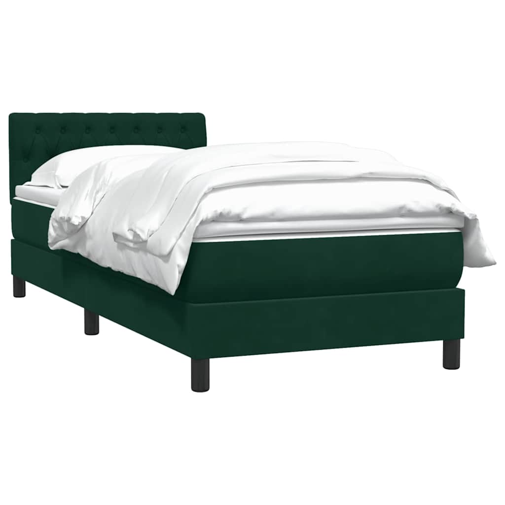 Cama com molas/colchão verde-escuro 80x220 cm veludo
