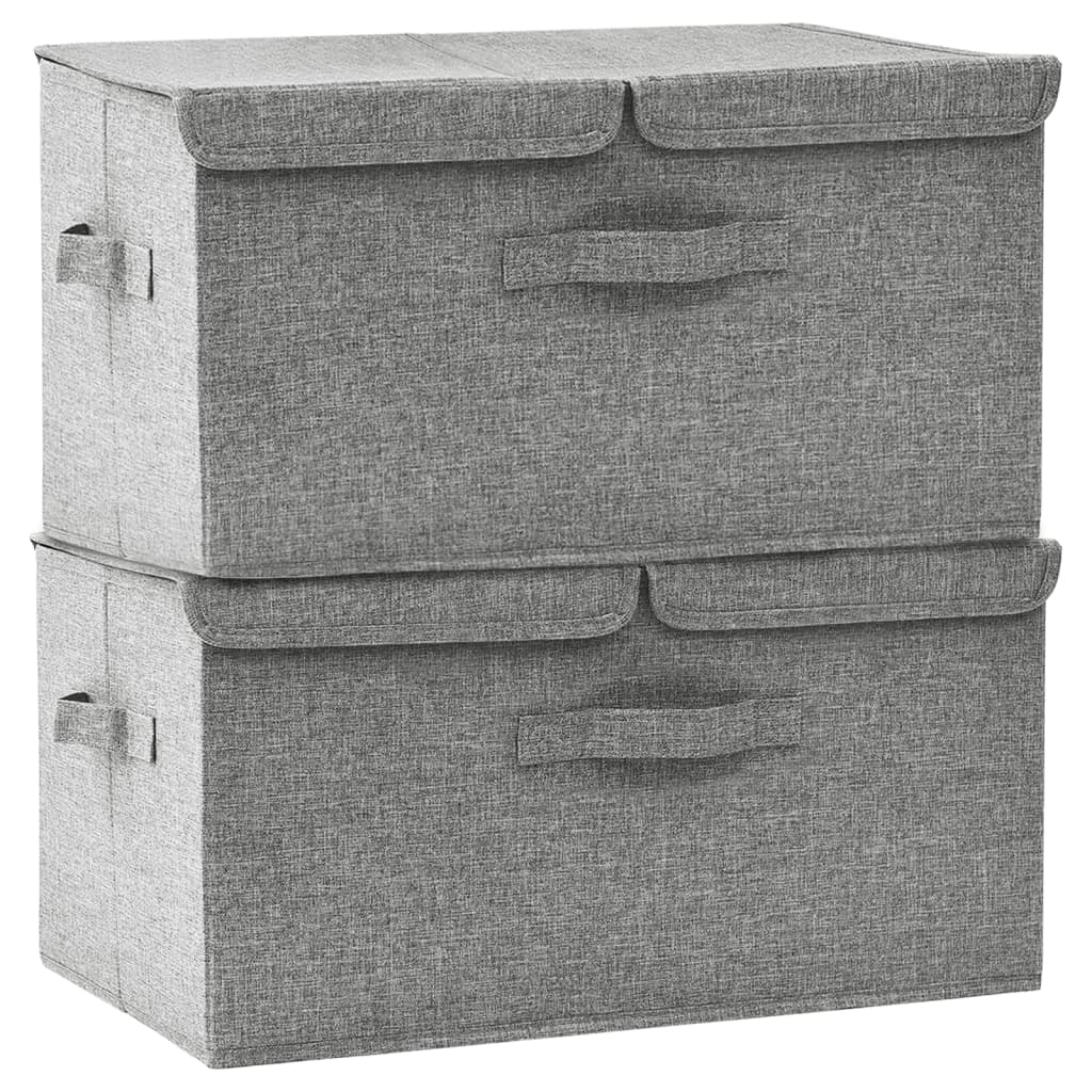 Caixas de arrumação 2 pcs 50x30x25 cm tecido cinzento