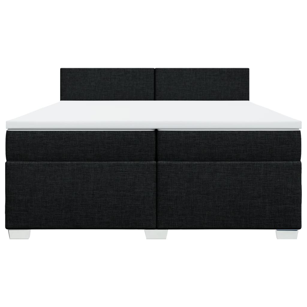 Cama com molas/colchão 200x200 cm tecido preto