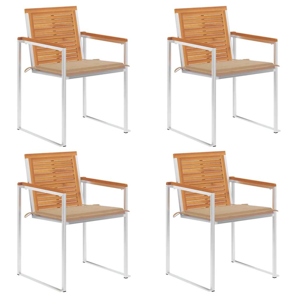 Cadeiras de jardim c/ almofadões 4 pcs madeira de acácia maciça