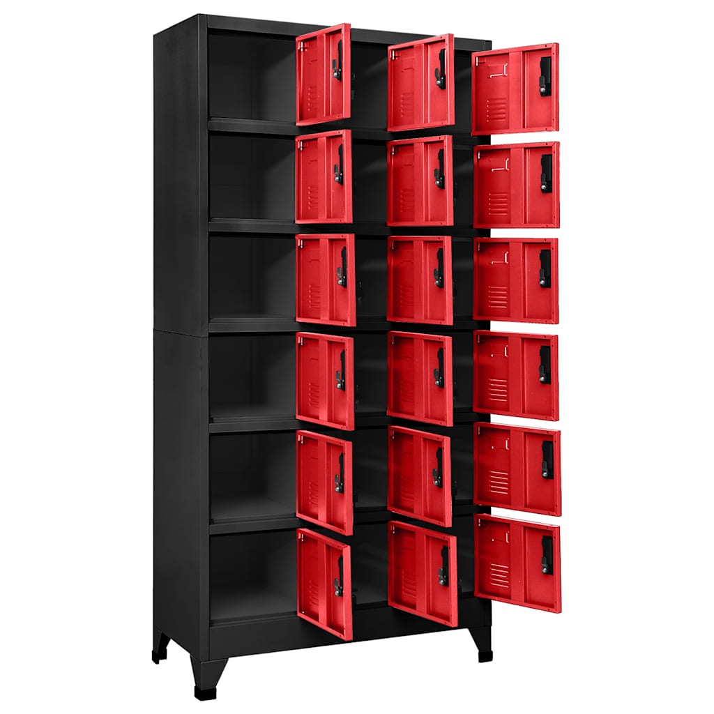 Cacifo 90x40x180 cm aço antracite e vermelho