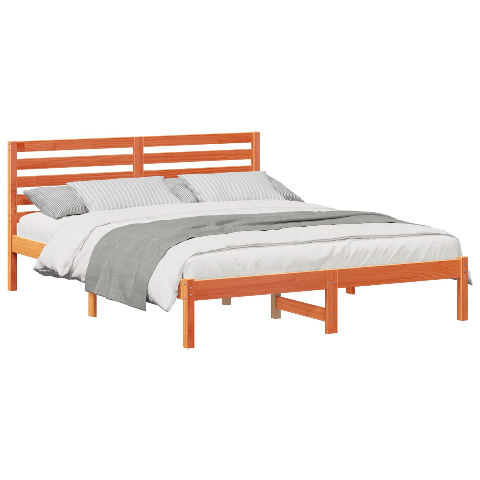 Estrutura da cama com cabeceira marrom cera 140 x 200 cm