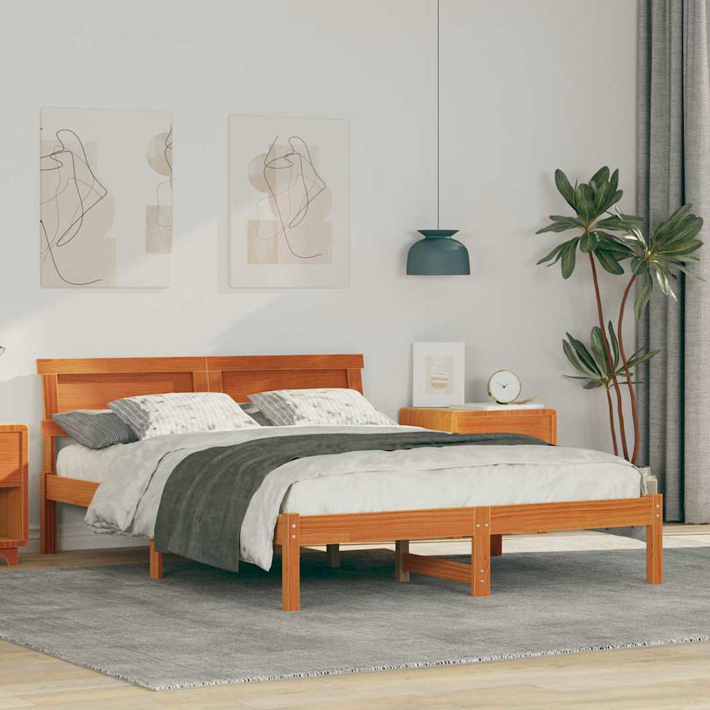 Estrutura da cama com cabeceira marrom cera 135 x 190 cm
