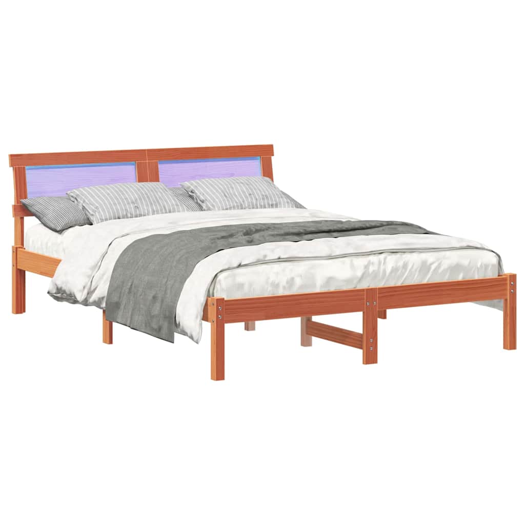 Estrutura da cama com cabeceira marrom cera 135 x 190 cm