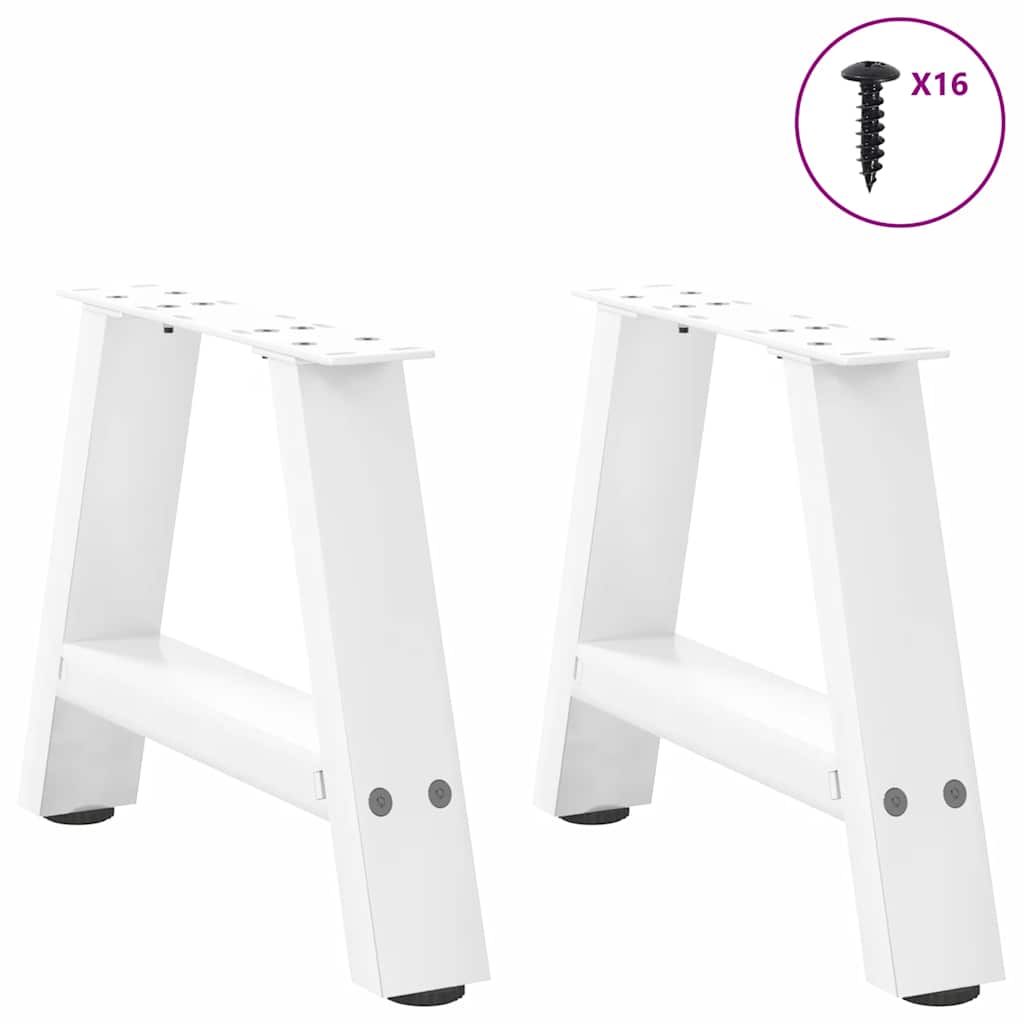 Pés para mesa de centro em formato a, 2 peças, branco, 30x(30-31) cm, aço