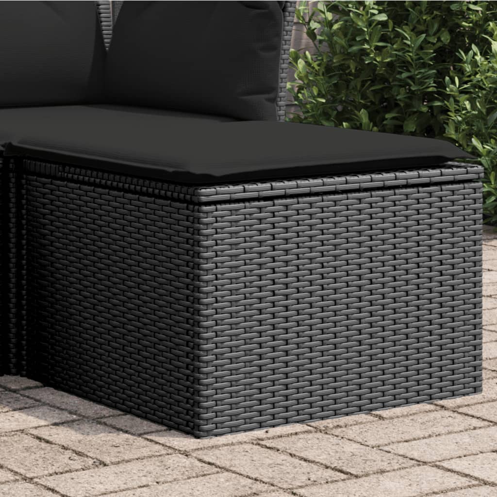 Banco de jardim com almofada preto 55x55x37 cm vime sintético
