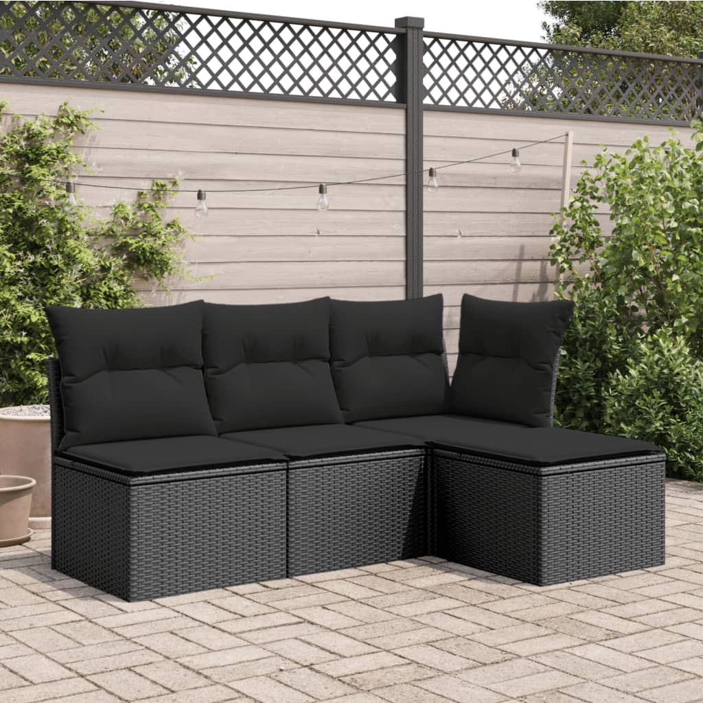 Banco de jardim com almofada preto 55x55x37 cm vime sintético