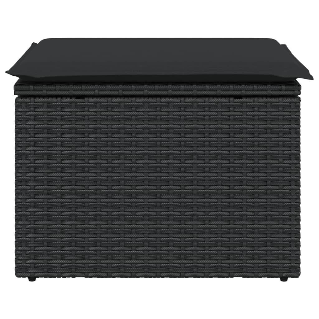 Banco de jardim com almofada preto 55x55x37 cm vime sintético