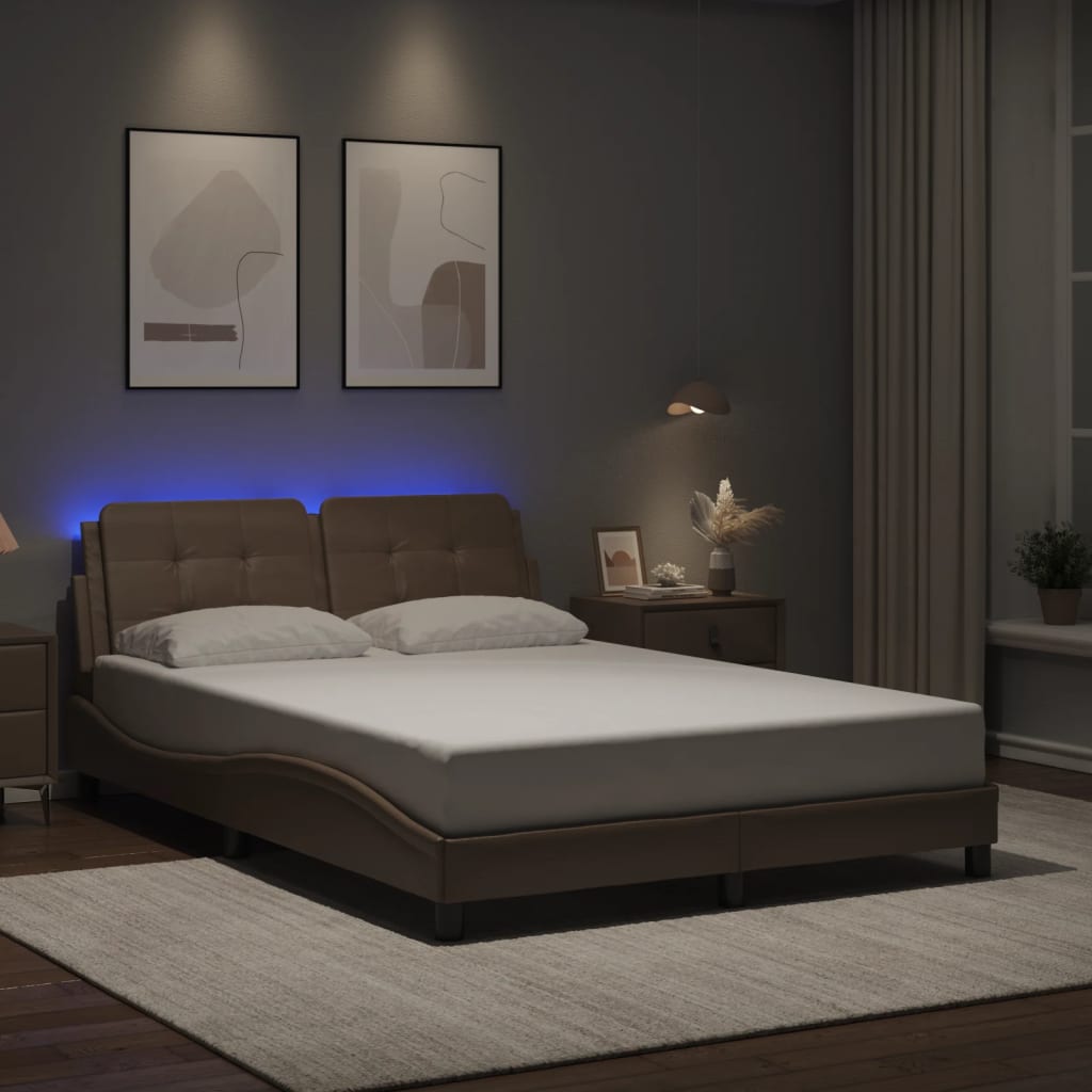Estrutura de cama com LED sem colchão zadar 140x190 cm cappuccino