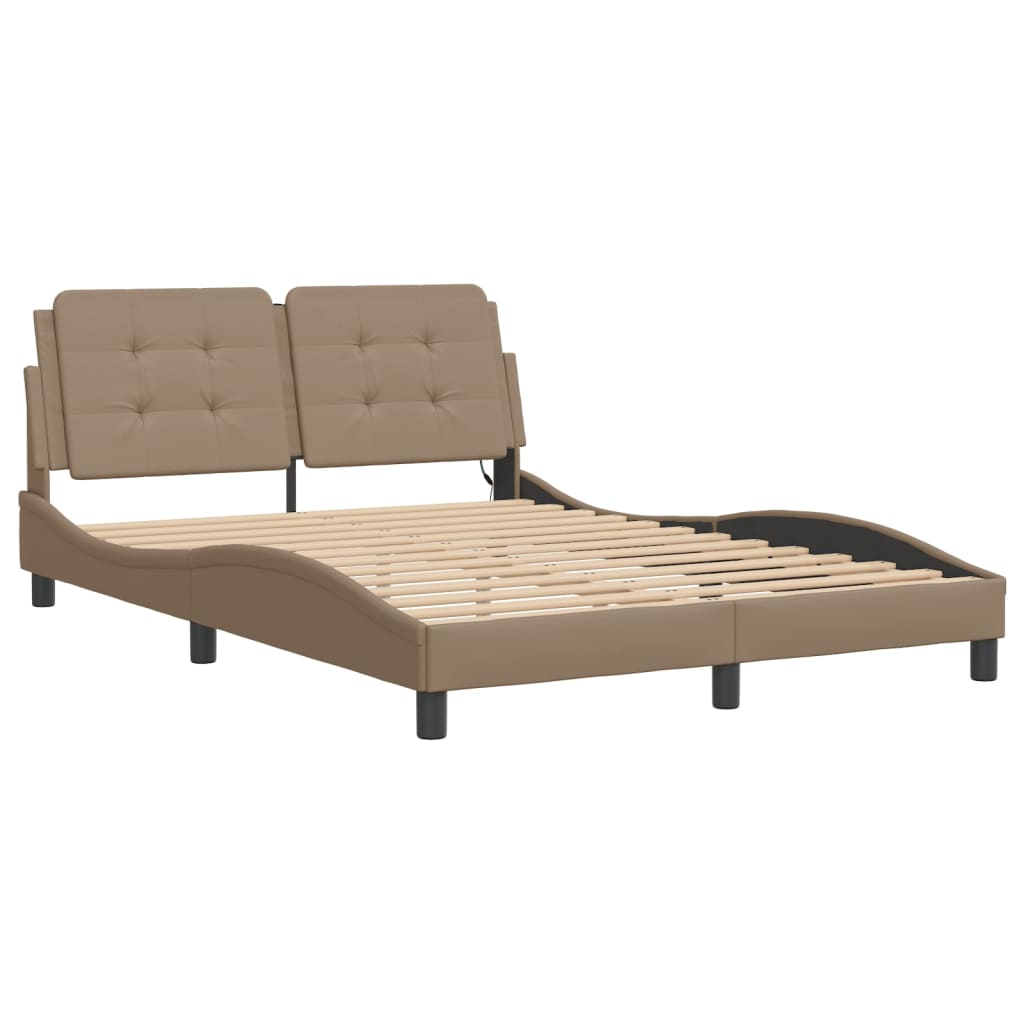 Estrutura de cama com LED sem colchão zadar 140x190 cm cappuccino