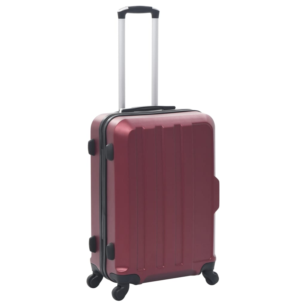 Conjunto de tróleis estojo rígido 3 pcs ABS vermelho tinto