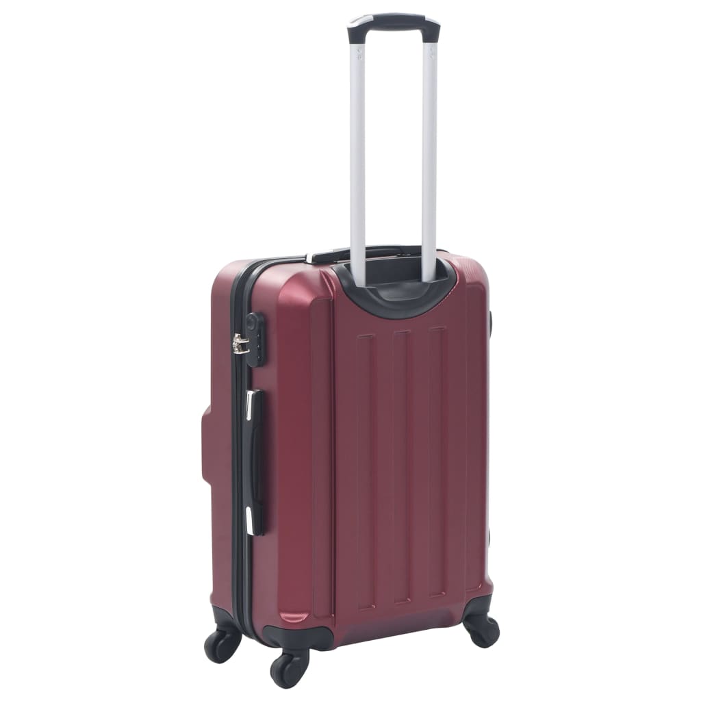 Conjunto de tróleis estojo rígido 3 pcs ABS vermelho tinto