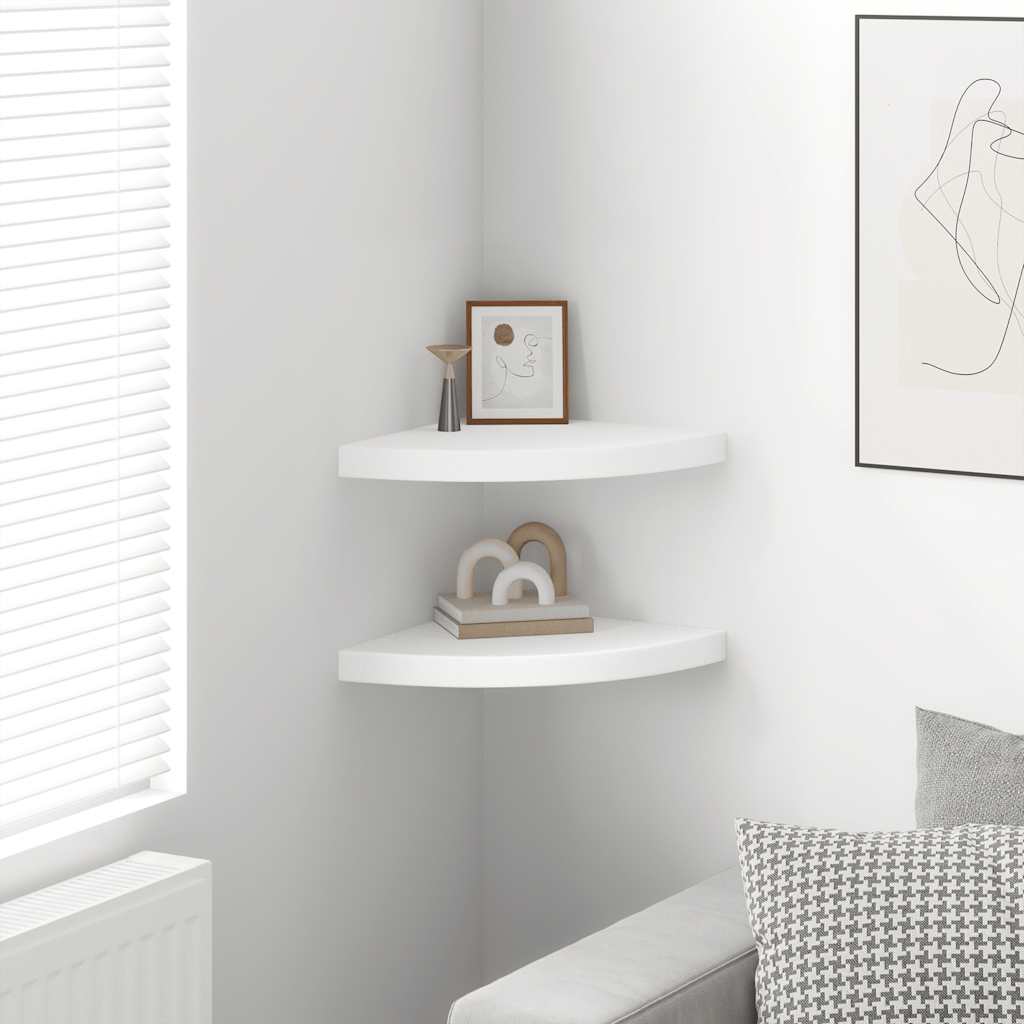 Prateleiras de canto flutuantes 2 peças branco 35x35x3,8 cm MDF