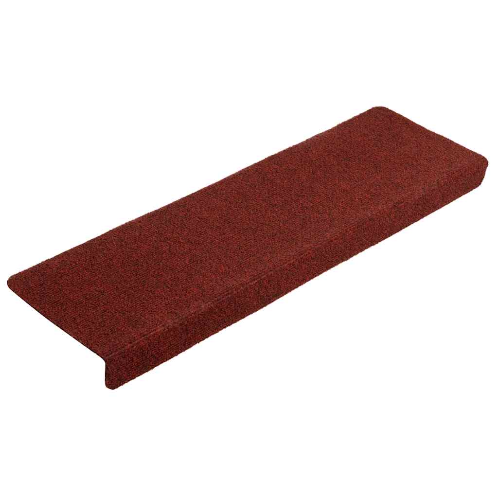 Tapetes de escada autoadesivos 5 peças 65x21x4 cm vermelho bordô com borda retangular
