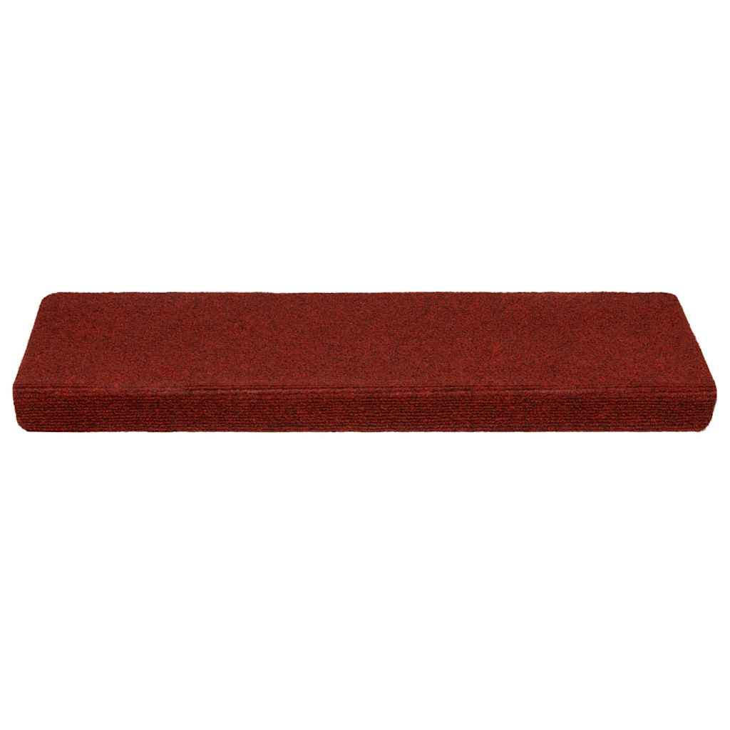 Tapetes de escada autoadesivos 5 peças 65x21x4 cm vermelho bordô com borda retangular