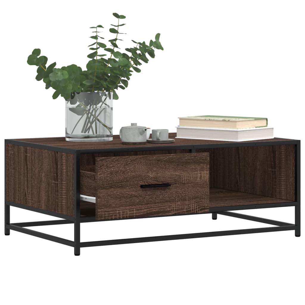 Mesa centro 90x57x35 cm deriv. madeira/metal carvalho castanho