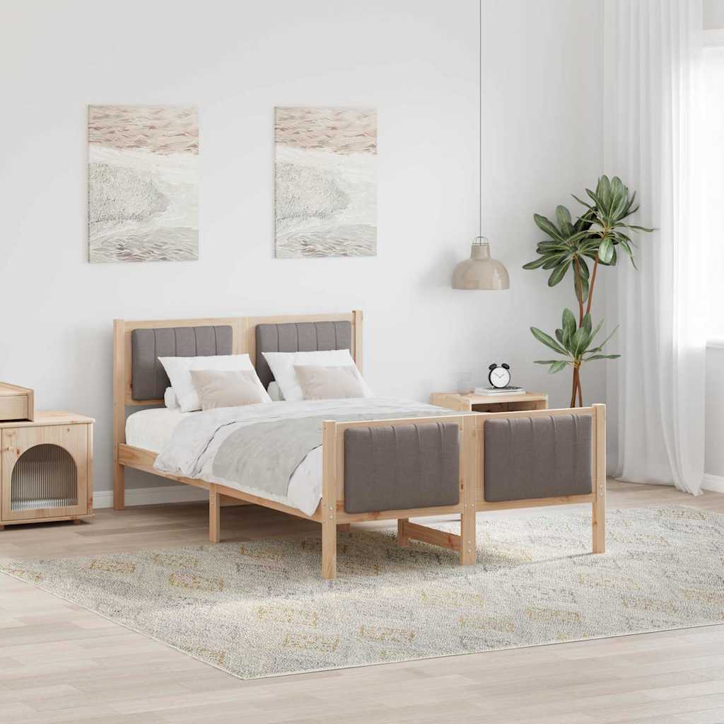 Estrutura da cama com cabeceira marrom e taupe 120 x 200 cm