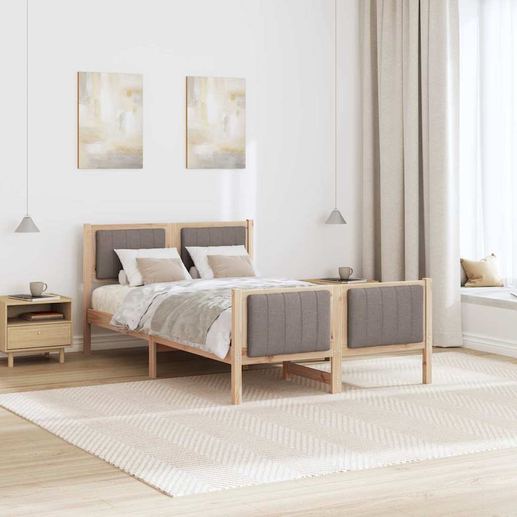 Estrutura da cama com cabeceira marrom e taupe 120 x 200 cm