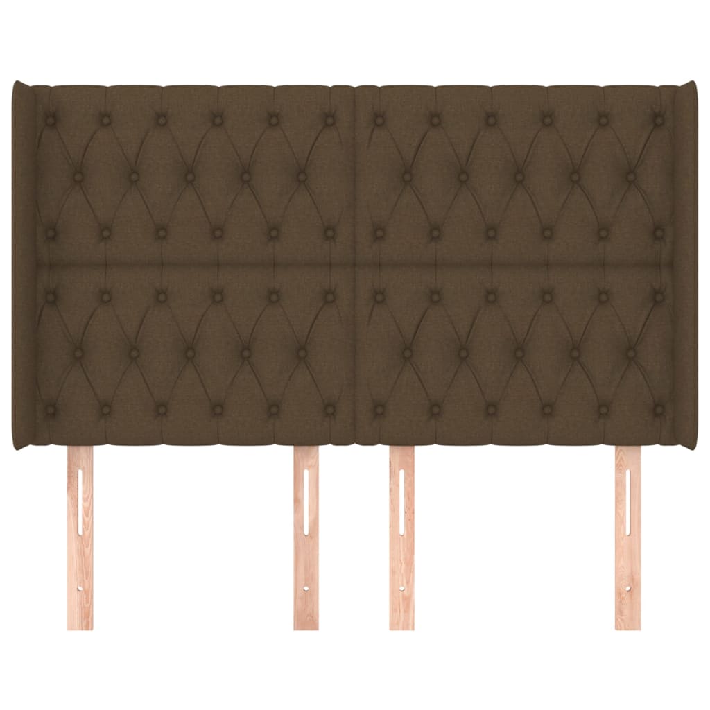 Cabeceira cama c/ abas tecido 147x16x118/128 cm castanho-escuro