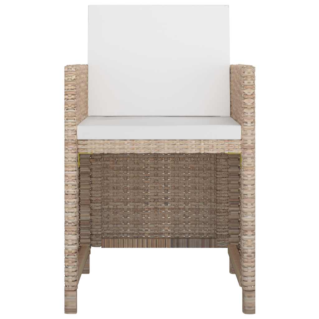 9 Pcs conjunto jantar exterior com almofadões vime PE bege