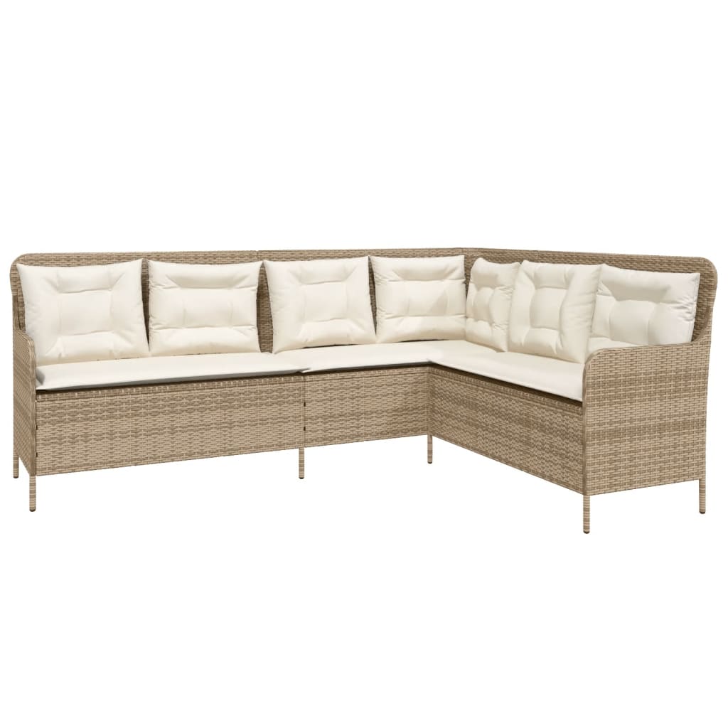 2 Pcs conjunto de sofás p/ jardim com almofadões vime PE bege
