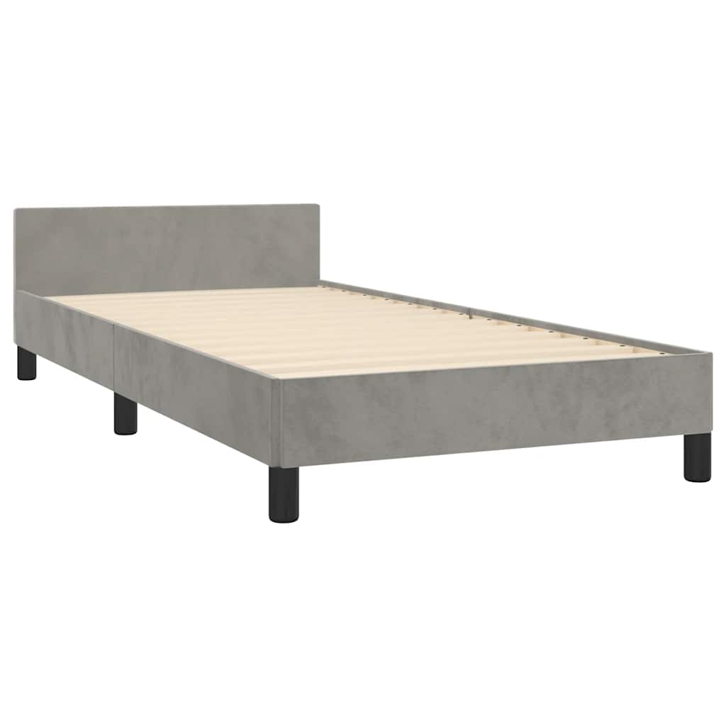 Estrutura de cama sem colchão 90x190 cm veludo cinzento-claro
