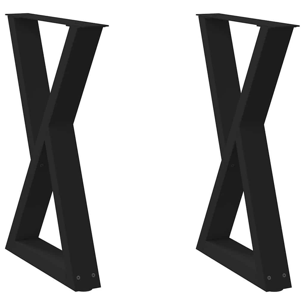 Pés para mesa de jantar 2 peças, preto, 50x(72-73,3) cm, aço
