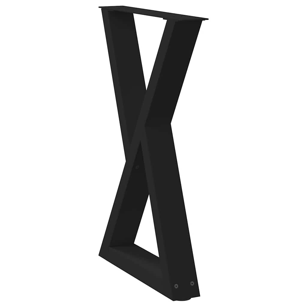 Pés para mesa de jantar 2 peças, preto, 50x(72-73,3) cm, aço