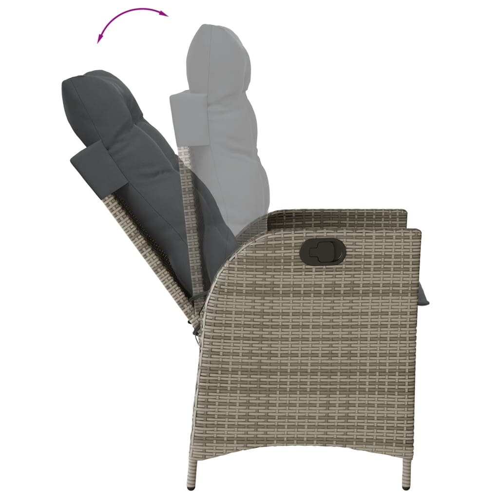 5 Pcs conjunto de jantar p/ jardim c/ almofadões vime PE cinza