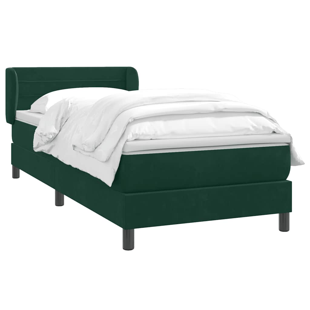 Cama com molas/colchão verde-escuro 80x220 cm veludo