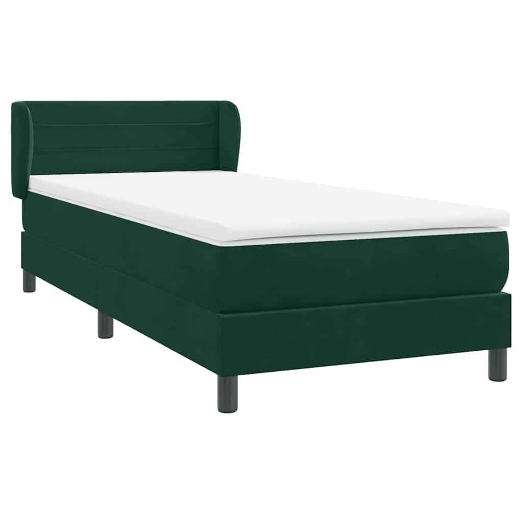 Cama com molas/colchão verde-escuro 80x220 cm veludo