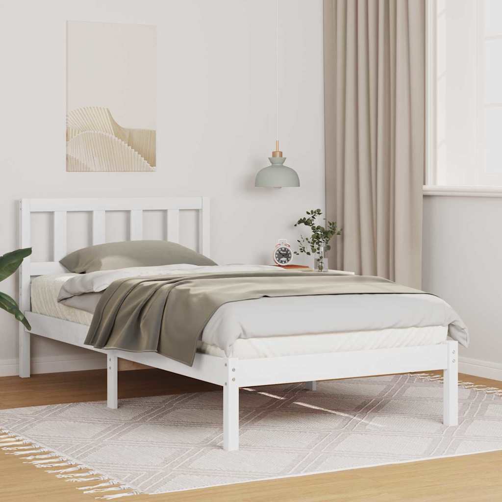 Estrutura da cama branco 75 x 190 cm madeira de pinheiro sólida