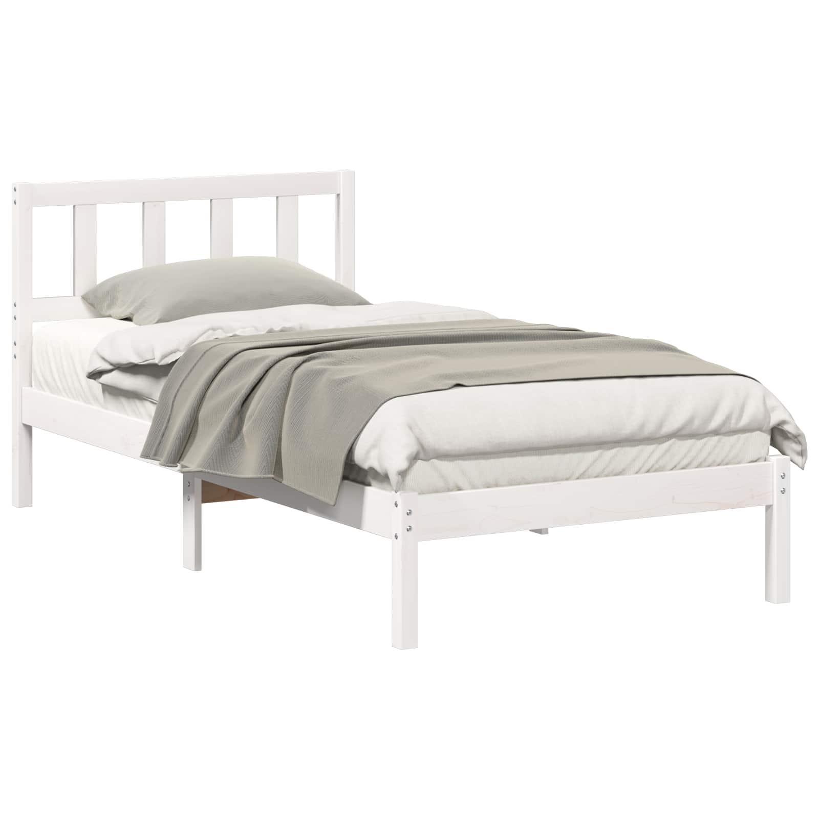 Estrutura da cama branco 75 x 190 cm madeira de pinheiro sólida
