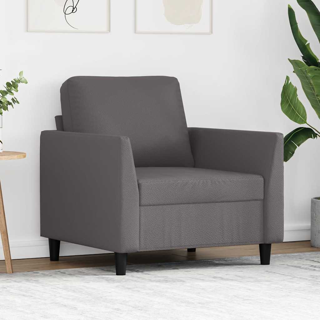 Poltrona 60 cm couro artificial cinzento