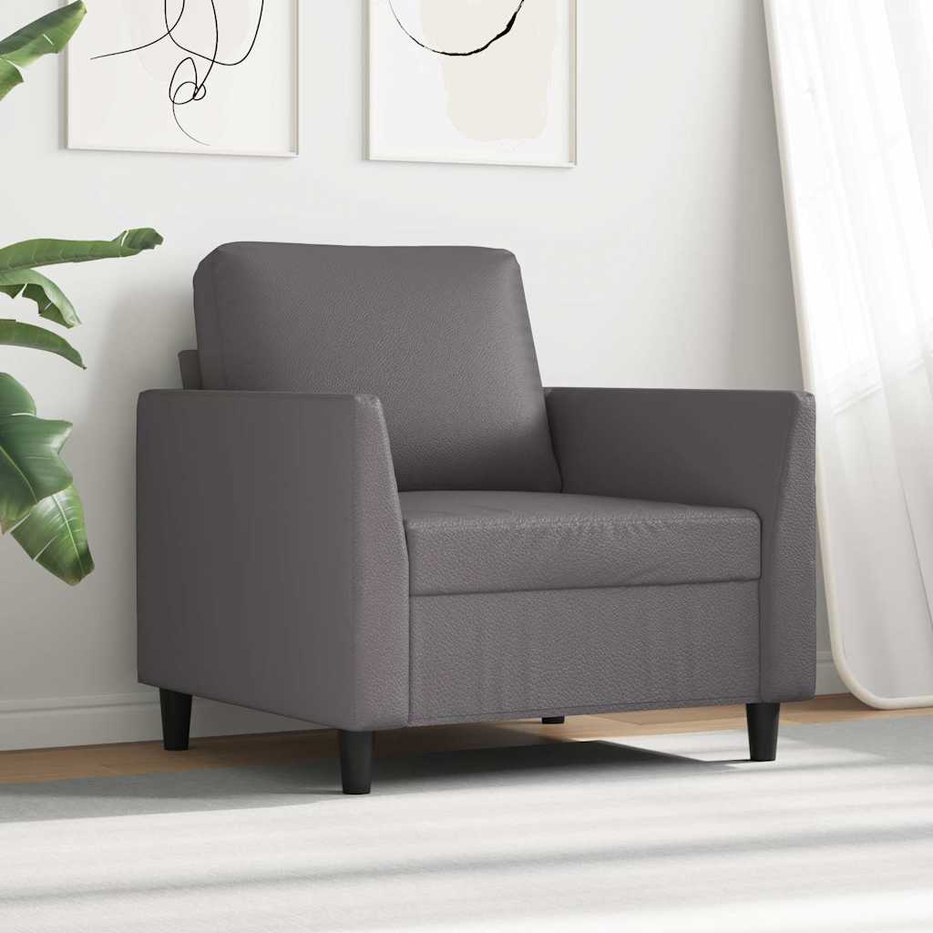 Poltrona 60 cm couro artificial cinzento