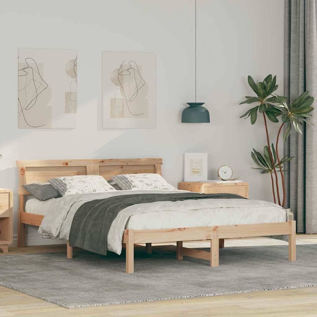 Estrutura da cama com cabeceira castanho 120 x 190 cm