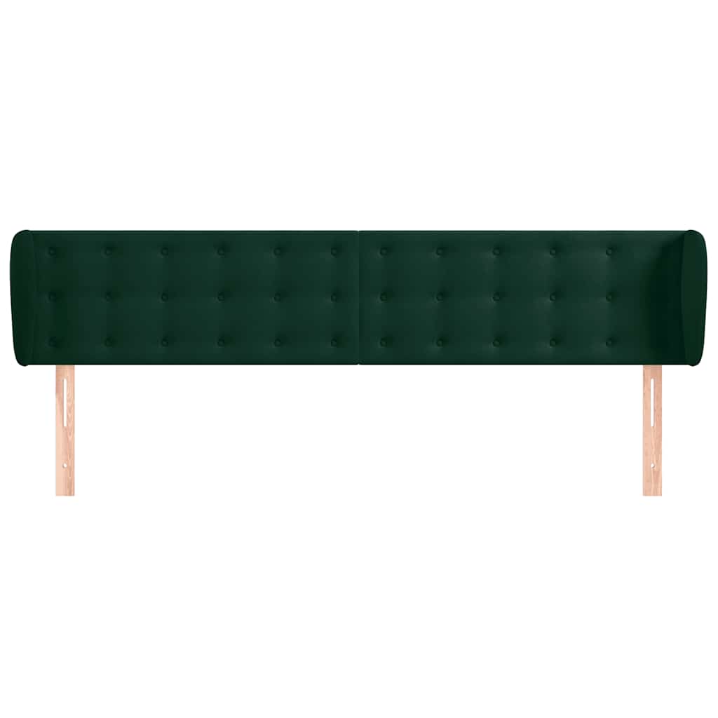 Cabeceira de cama c/ abas veludo 163x23x78/88cm verde-escuro