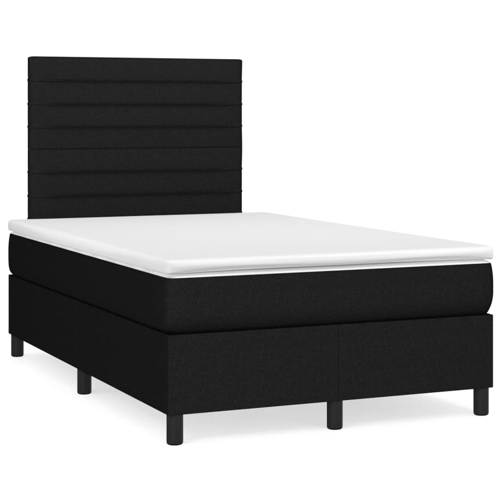 Cama boxspring com colchão 120x190 cm tecido preto