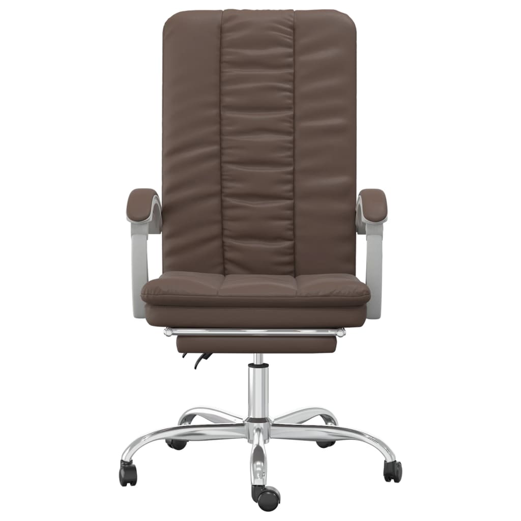 Cadeira de escritório reclinável couro artificial castanho