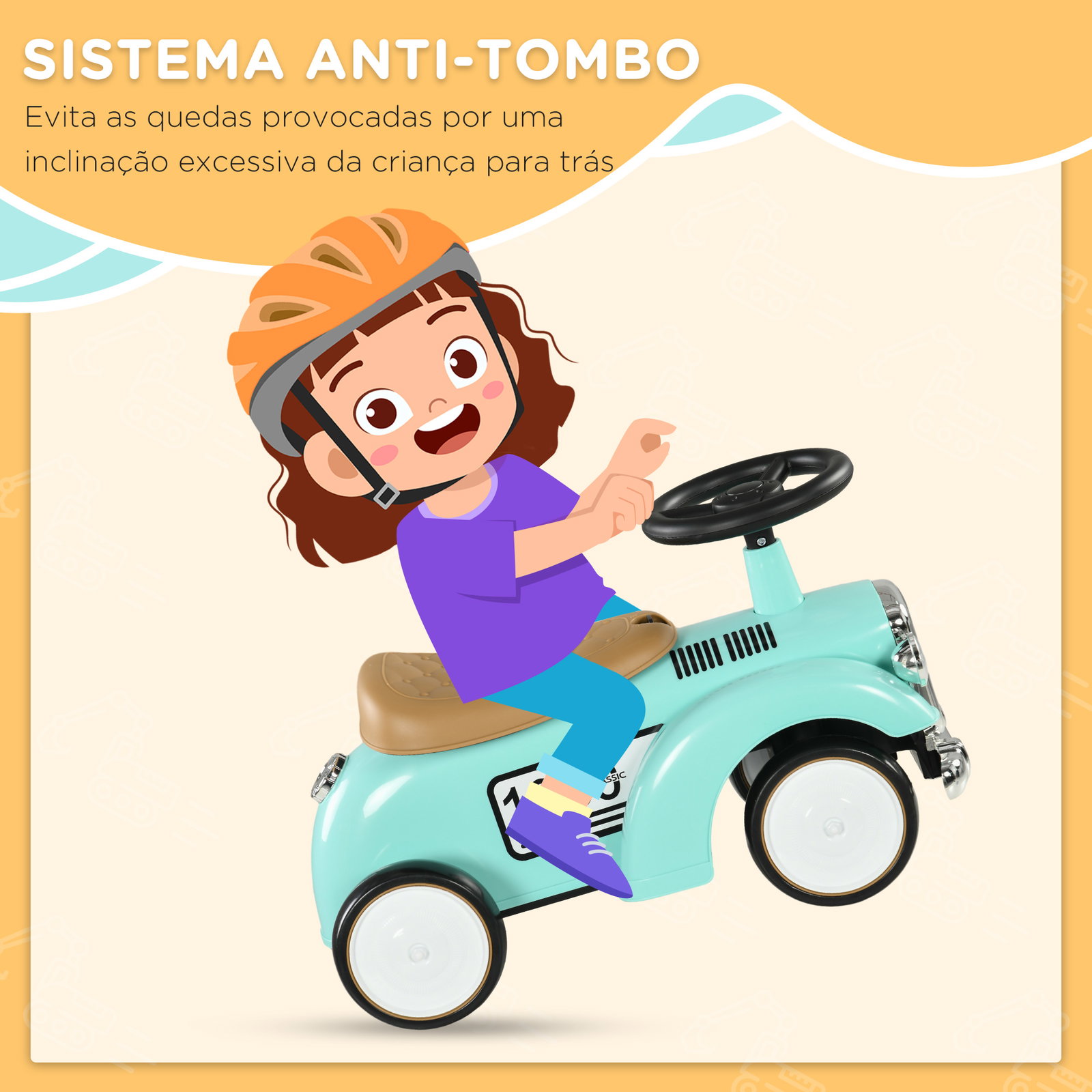 Carro andador para bebé de 12 a 36 meses com buzina compartimento de armazenamento e volante 58x27x35 cm verde menta